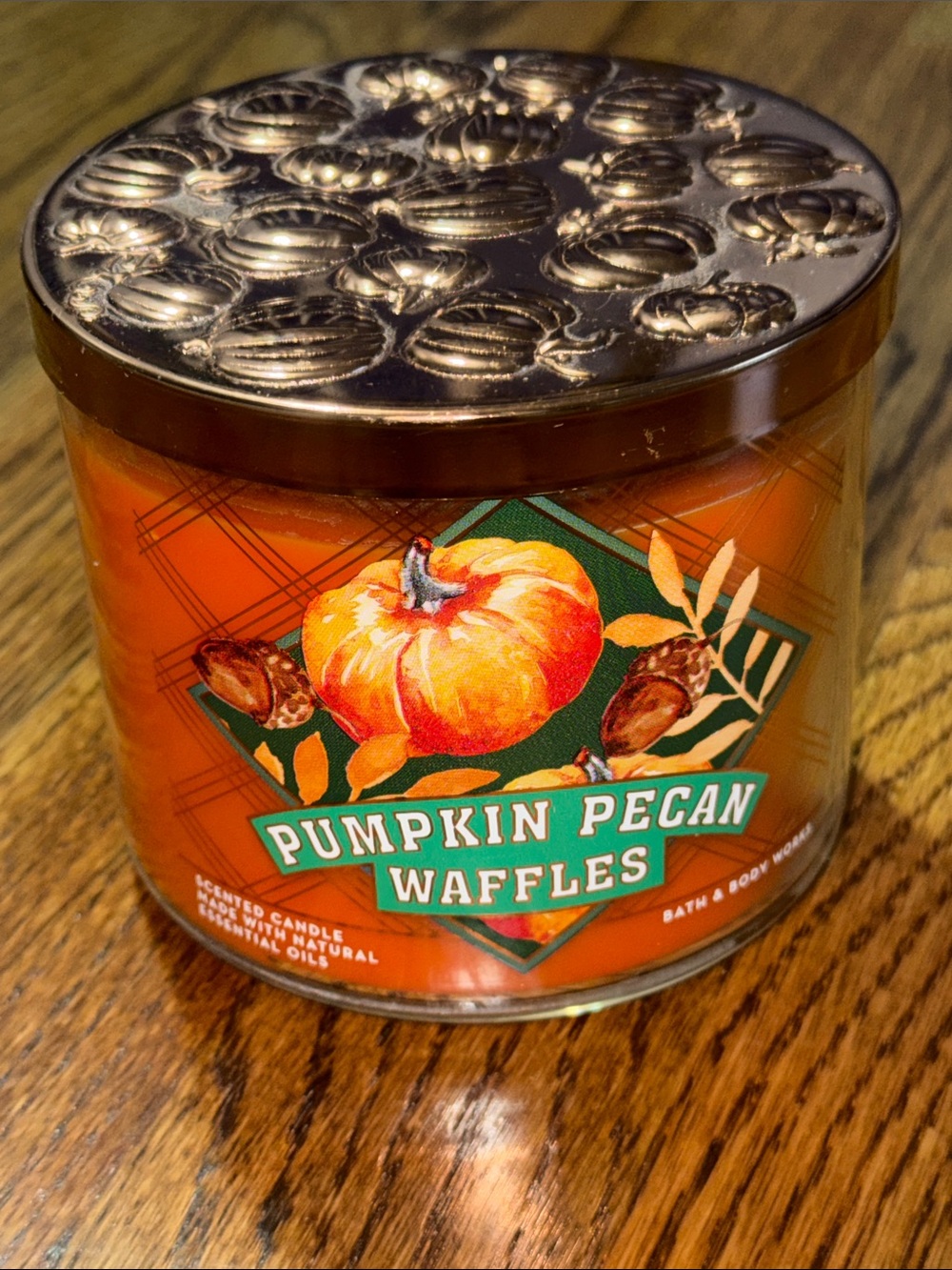 NWT! Bath & Body Works Pumpkin Pecan Waffles Scented Candle - Orange